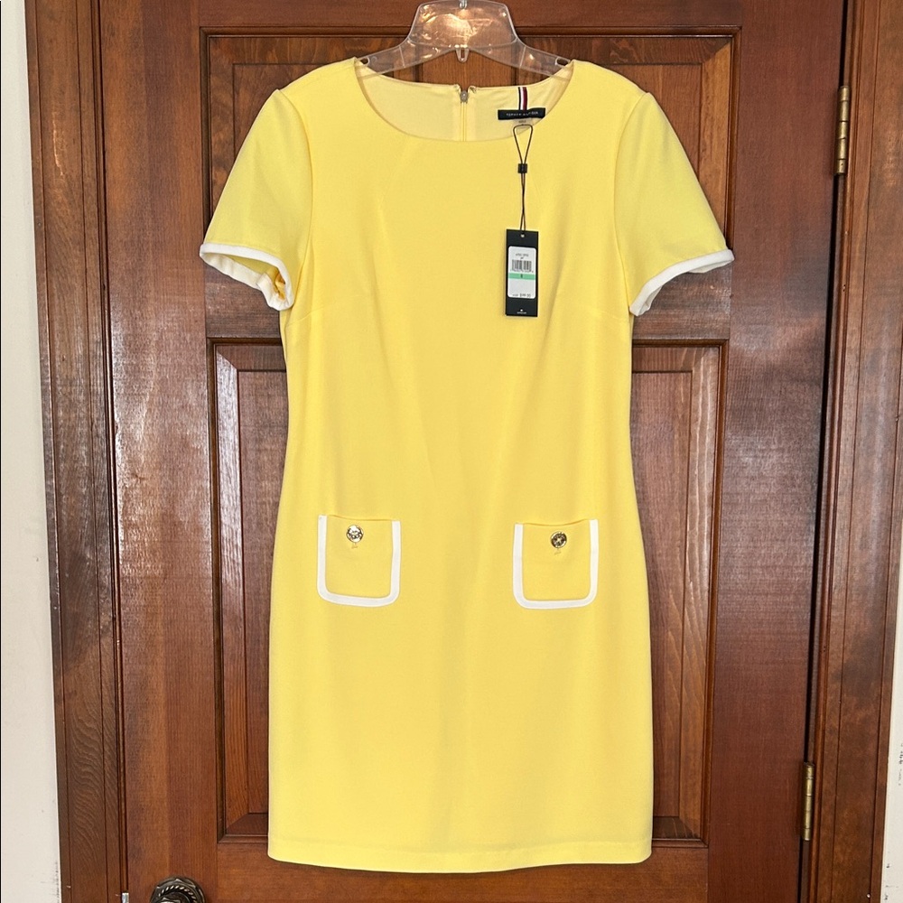 Tommy Hilfiger Yellow Mini Dress with White Trim